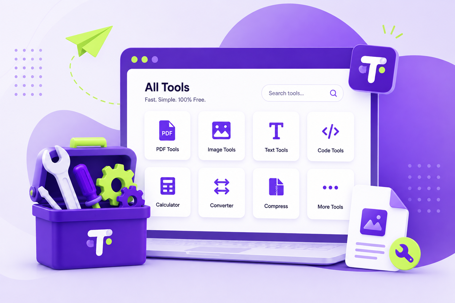 ToolPickrr tools dashboard with PDF, image, text and more free tools